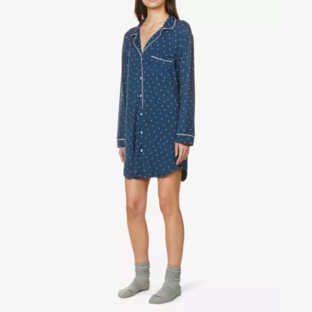 Eberjey Gisele Moon Print Stretch Jersey Sleep Shirt Pajama XS